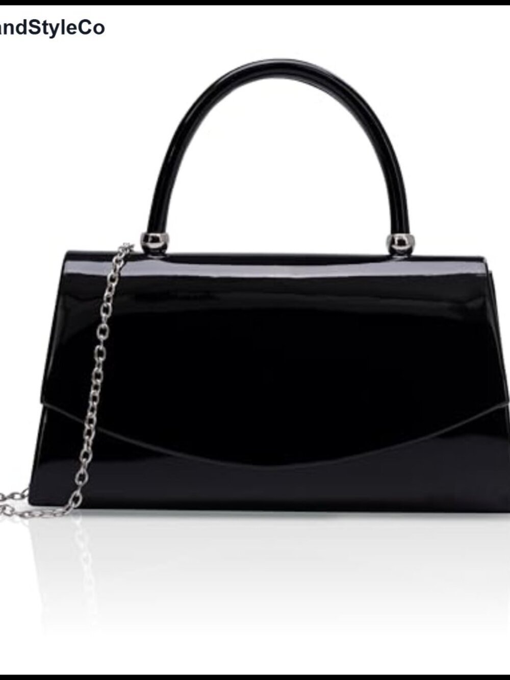 Glitter Patent Leather Evening Clutch with Chain Top Handle Purse for Party